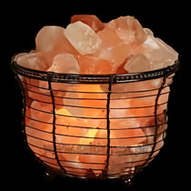 Bowl Shape Metal Basket Lamp with Salt Chunks – Natural Air Purifier | Calix International